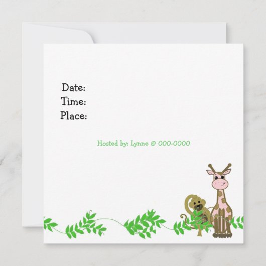 Einladung von Zoo Animal Baby Shower (Rückseite)