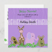 Einladung von Zoo Animal Baby Shower (Vorne/Hinten)