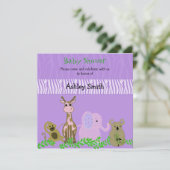 Einladung von Zoo Animal Baby Shower (Stehend Vorderseite)