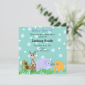 Einladung von Zoo Animal Baby Shower (Stehend Vorderseite)