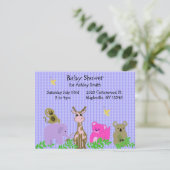 Einladung von Zoo Animal Baby Shower (Stehend Vorderseite)