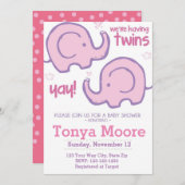 Einladung von zwei Elefanten-Babyduschen (Mädchen) (Vorne/Hinten)