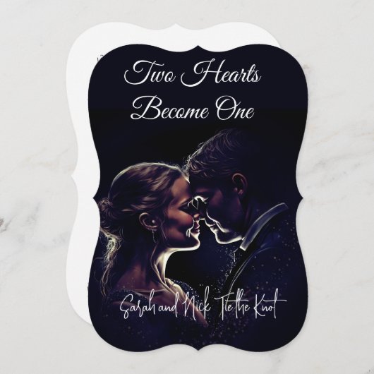 Einladung von zwei Herzen wird eins (Vorne/Hinten)