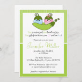 Einladung von zwei Kinderduschen, zwei Erbsen im P (Vorne/Hinten)