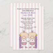 Einladung von zwei Mädchen zum ersten Geburtstag (Vorne/Hinten)