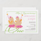 Einladung von zwei Mädchen zum ersten Geburtstag (Vorne/Hinten)