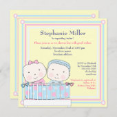 Einladung von Zwillingen im Crib-, Girl- und Boy-B (Vorne/Hinten)