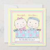 Einladung von Zwillingen im Crib-, Girl- und Boy-B (Rückseite)