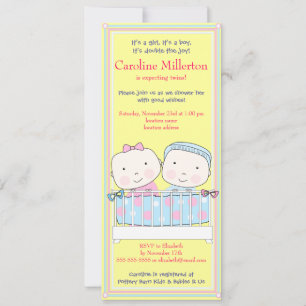 Einladung von Zwillingen in Crib, Girl and Boy Bab