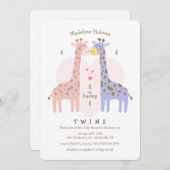 Einladung von Zwin Giraffes Baby Dusche (Vorne/Hinten)