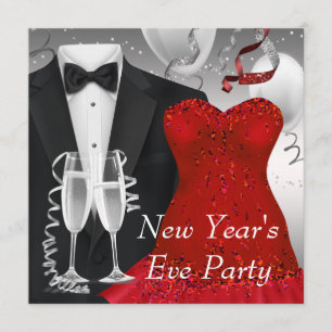 Einladung Vorlage für eine Black Tuxedo Red Dress 