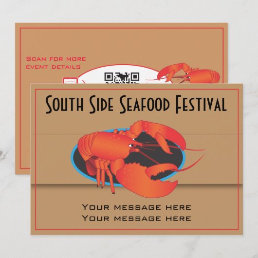 Einladung Vorlage Meeresfrüchte Restaurant (Vorne/Hinten)