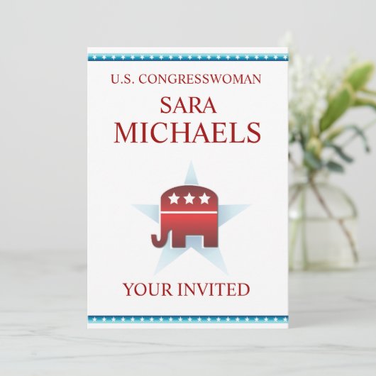 Einladung Vorlage republikanischer Elefant (Stehend Vorderseite)