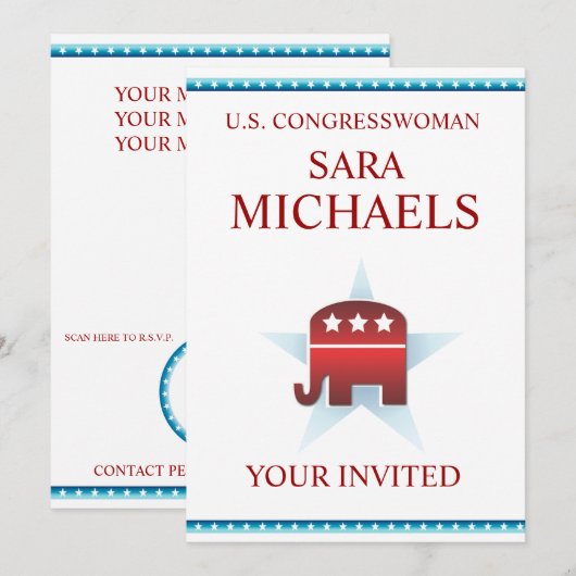 Einladung Vorlage republikanischer Elefant (Vorne/Hinten)