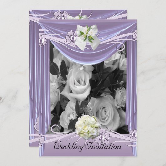 Einladung Wedding Lilac Mauve Floral (Vorne/Hinten)