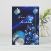 Einladung Weihnachten Party Blue Balls Xmas Weihna (Stehend Vorderseite)