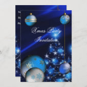 Einladung Weihnachten Party Blue Balls Xmas Weihna (Vorne/Hinten)