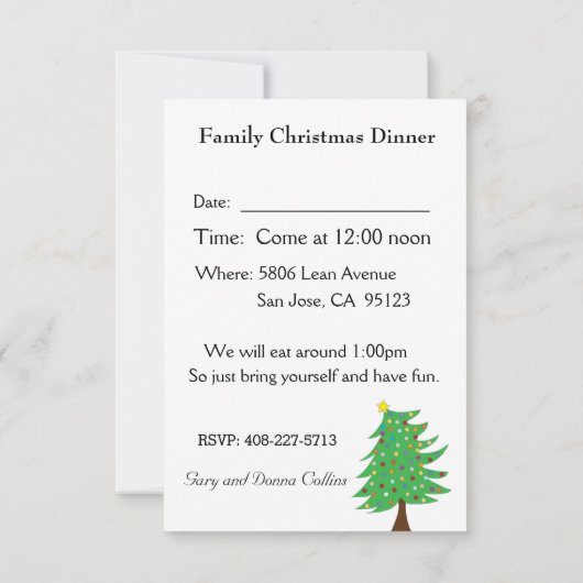 Einladung Weihnachts-Abendessen Stil 2 (Rückseite)