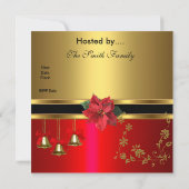 Einladung Weihnachts Feiertag Gold Rote Weihnachte (Rückseite)