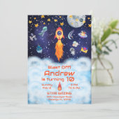 Einladung, Weltraum zum Geburtstag Einladung (Stehend Vorderseite)