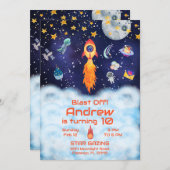 Einladung, Weltraum zum Geburtstag Einladung (Vorne/Hinten)