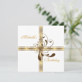 Einladung White & Gold Abstrakt (Stehend Vorderseite)