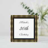 Einladung White Gold Black (Stehend Vorderseite)