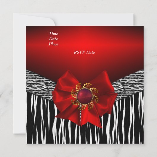 Einladung Wild Red Schwarz-weiß (Rückseite)