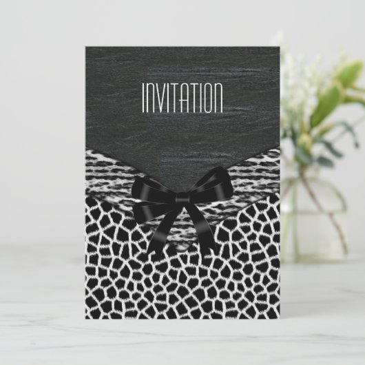 Einladung Wild Schwarz-weiß (Stehend Vorderseite)