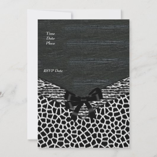 Einladung Wild Schwarz-weiß (Rückseite)