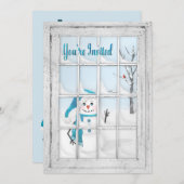 EINLADUNG - WINTER-BLUES - SNOWMAN - FENSTER (Vorne/Hinten)