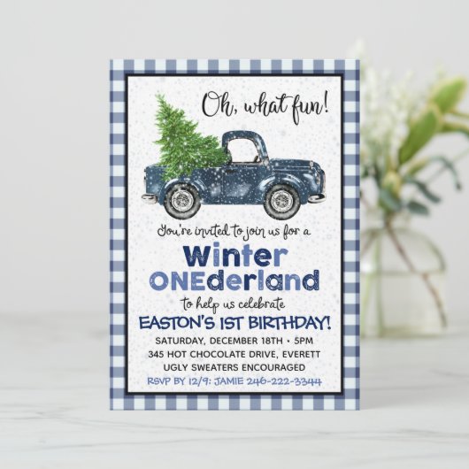Einladung Winter Onederland | LKW-Einladung (Stehend Vorderseite)