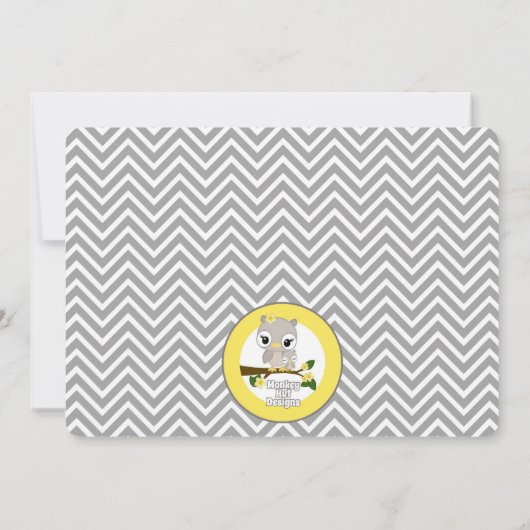 Einladung Zickzack Graugelb 160 zur Babydusche (Rückseite)