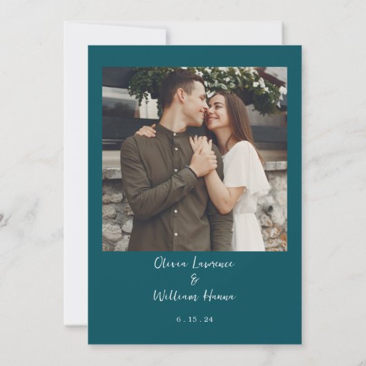 Einladung zu aquamarinen handgeschriebenen Fotos z (Rückseite)