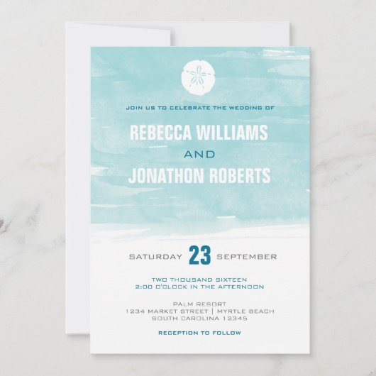 Einladung zu Aquarellsand-Dollar (Vorderseite)