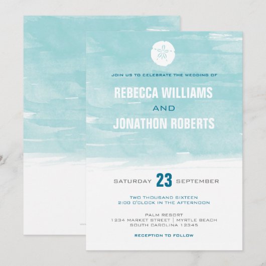 Einladung zu Aquarellsand-Dollar (Vorne/Hinten)