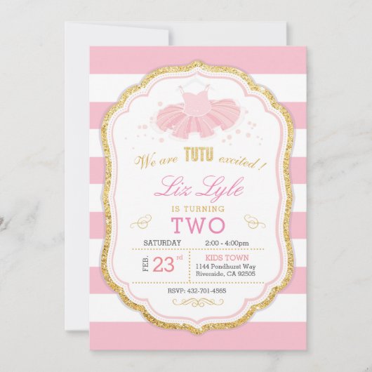 Einladung zu Ballerina zum Geburtstag (Vorderseite)