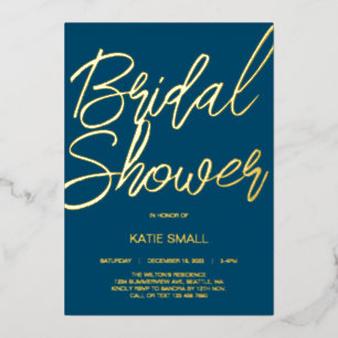 Einladung zu bearbeitbaren Navy Gold Foil
