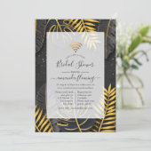 Einladung zu Black and Gold Tropical Shower (Stehend Vorderseite)