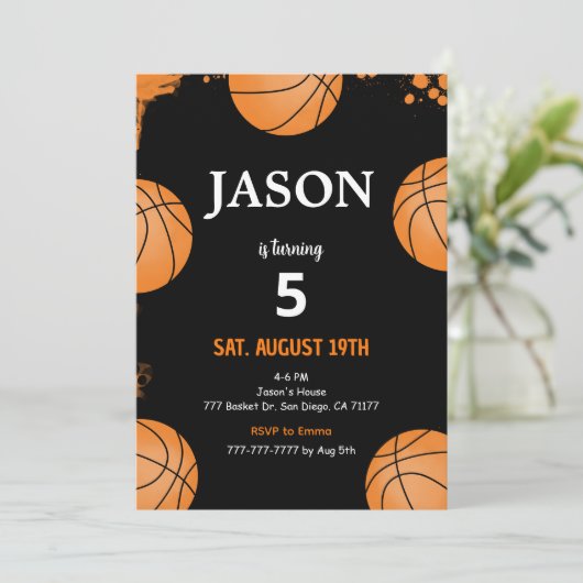 Einladung zu Black Basketball (Stehend Vorderseite)