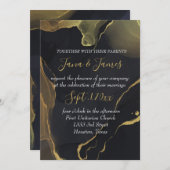 Einladung zu Black & Gold Marble (Vorne/Hinten)