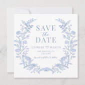 Einladung zu Boho blue floral Save the Date Foto (Vorderseite)