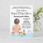 Einladung zu Boy Diaper Dusche (Stehend Vorderseite)