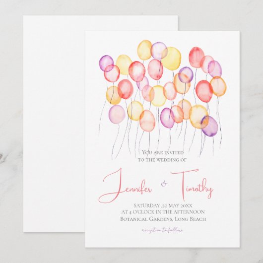 Einladung zu bunten Luftballons (Vorne/Hinten)