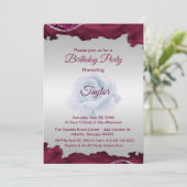 Einladung zu Burgund und Silver Birthday (Stehend Vorderseite)