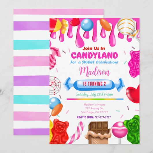 Einladung zu Candy Land (Vorne/Hinten)
