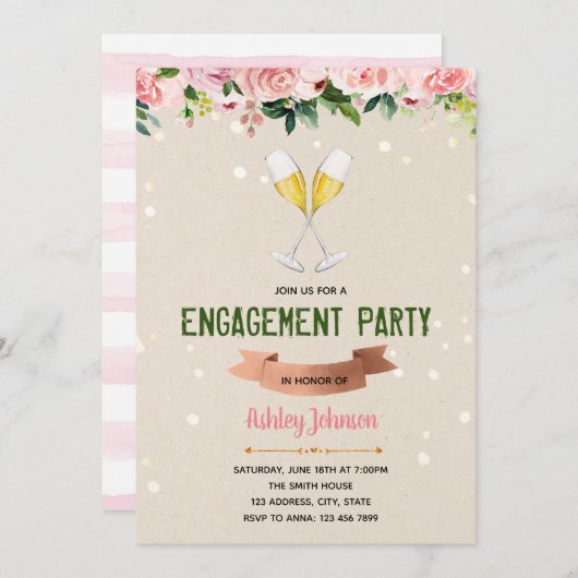 Einladung zu Champagner-Gesprächsfeier (Vorne/Hinten)