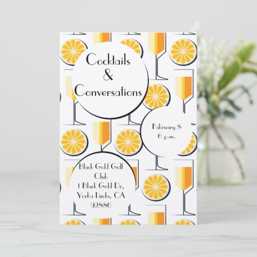 Einladung zu Cocktails und Gesprächen (Stehend Vorderseite)