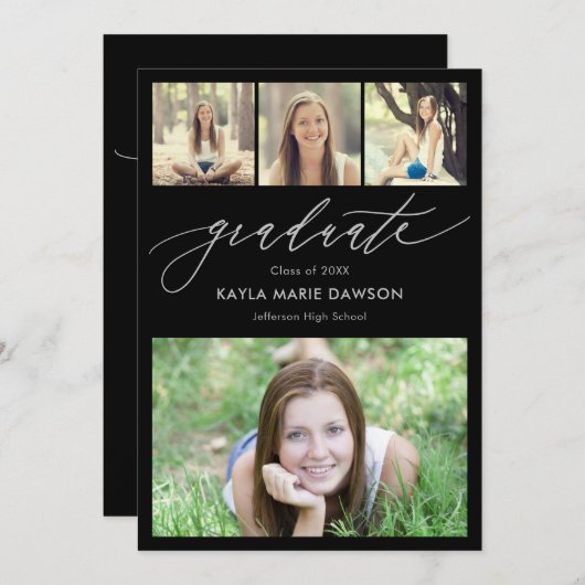 Einladung zu Crisp Collage Editable Color Abschlus (Vorne/Hinten)