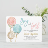 Einladung zu den Baby Shower Balloons für Jungen u (Stehend Vorderseite)